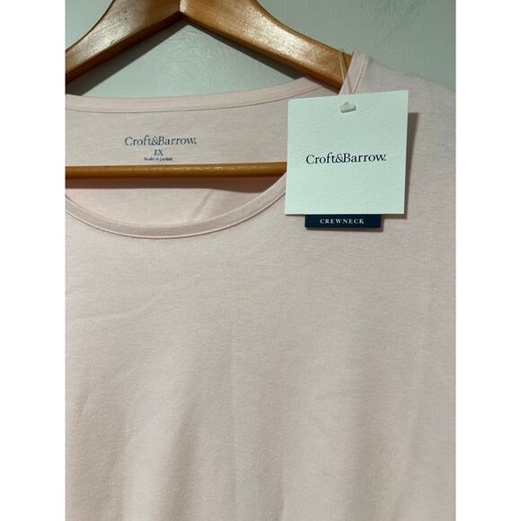 NWT Croft & Barrow Long Sleeve Crew Neck Shirt 100% Cotton Pale Pink Size 1X JL - Picture 4 of 7